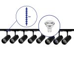 Bright Choice Komplettset 1-Phasen Rail 3 Meter Schwarz | incl. 8x Spot + GU10 2700K 3W Dimmbar + Abschlusskappe, Stromanschluss und I-Verbinder